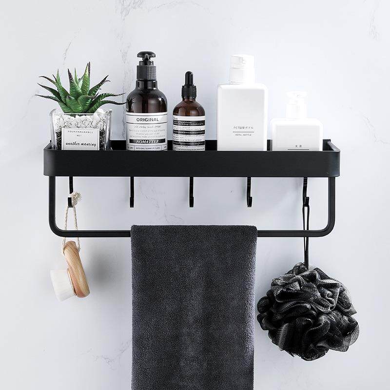 浴室置物架壁挂式洗手间厕所洗澡毛巾杆收纳架太空铝五金省空间