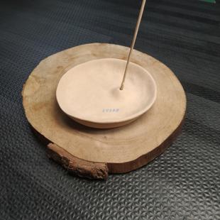 简约禅意小众陶瓷手工圆盘香插檀香香座香托底座线香香薰家用室内