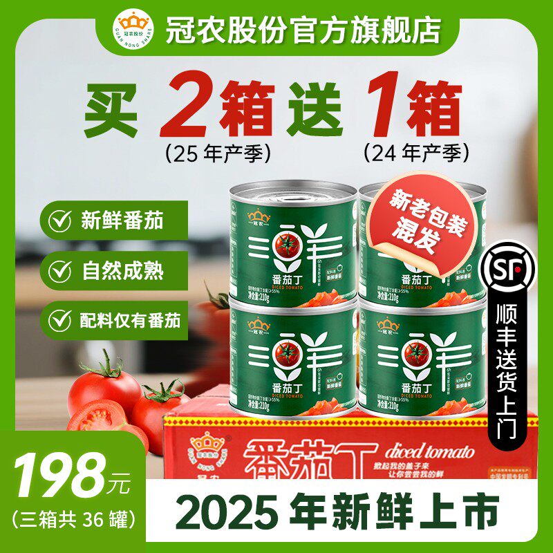 【25年新鲜】冠农丁西红柿酱210g/罐番茄新疆番茄罐头