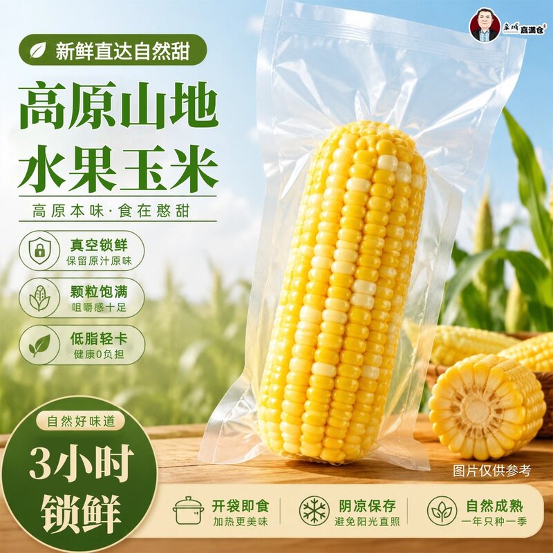 甘肃高原山地水果玉米金银甜玉米颗粒饱满风味足开袋即食220g*8支