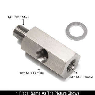 汽车改装油压表传感器接头1/8NPT M10X1不锈钢涡轮增压接头三通