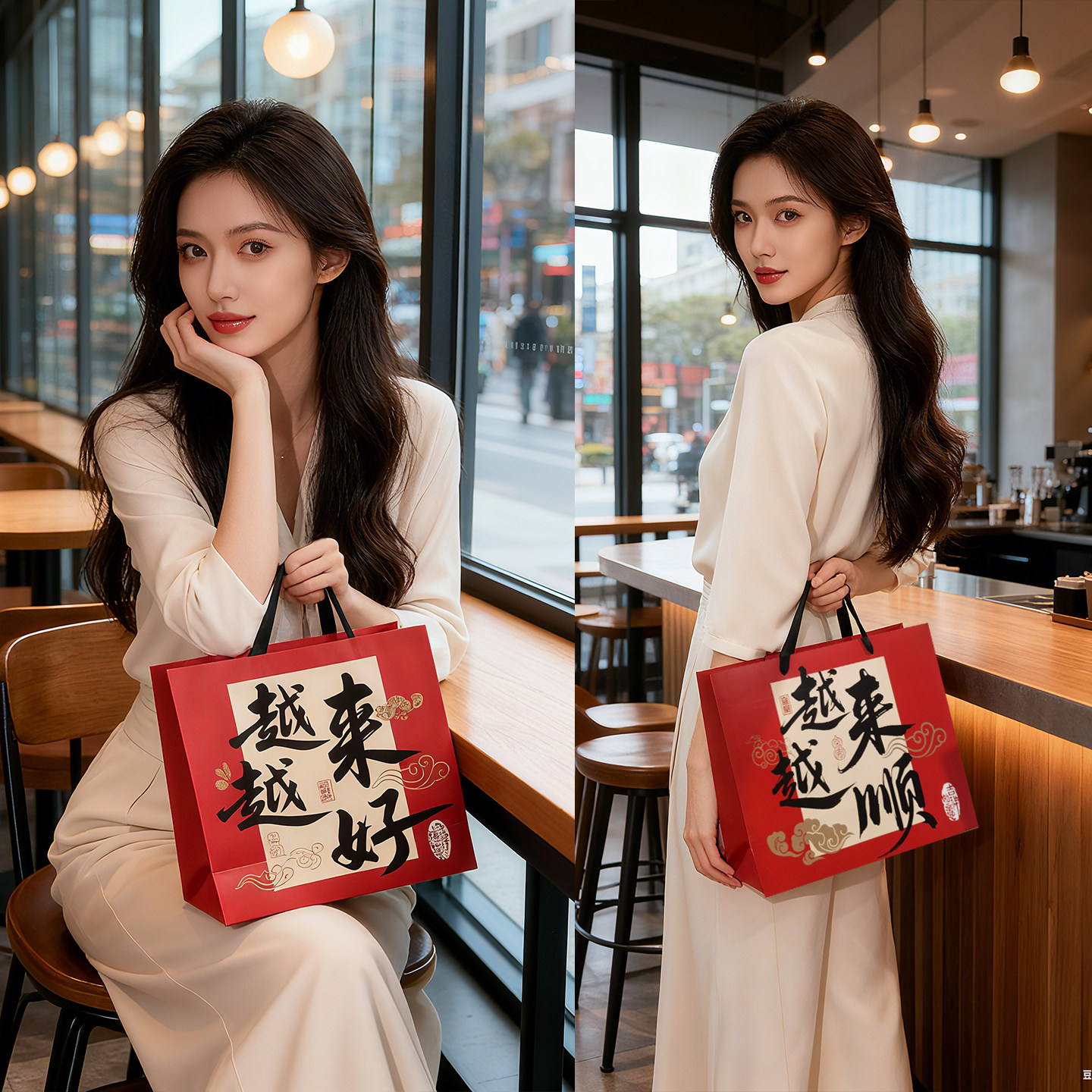 中式新年礼品袋红色手提袋结婚伴手礼袋中秋过年礼物袋包装袋纸袋