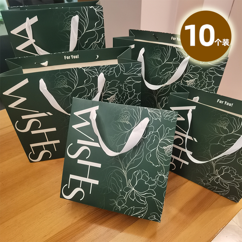 国潮风墨绿色礼品袋高级感