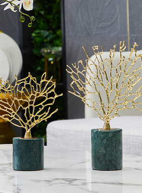 欧式客厅软装饰摆件样板间书房法式发财树招财电视酒柜轻奢工艺品