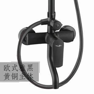 直销简约黑色淋浴花洒套装 新款 黄铜体家用卫生间洗澡淋雨器增压喷