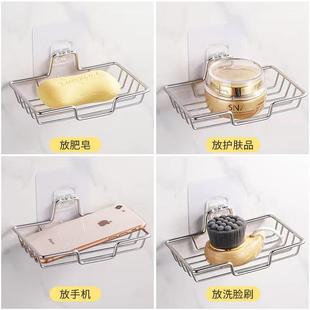 直销不锈钢肥皂盒架家用浴室架子卫生间多功能碟架免打孔壁挂 新款
