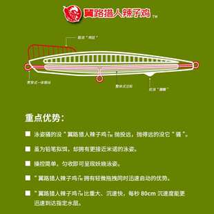 翼路猎人辣子鸡沉水铅笔路亚饵远投野钓翘嘴海鲈鱼通用路亚假饵