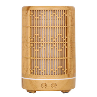 木纹镂空七彩加湿器新品 家用卧室桌面精油香薰机创意200ML