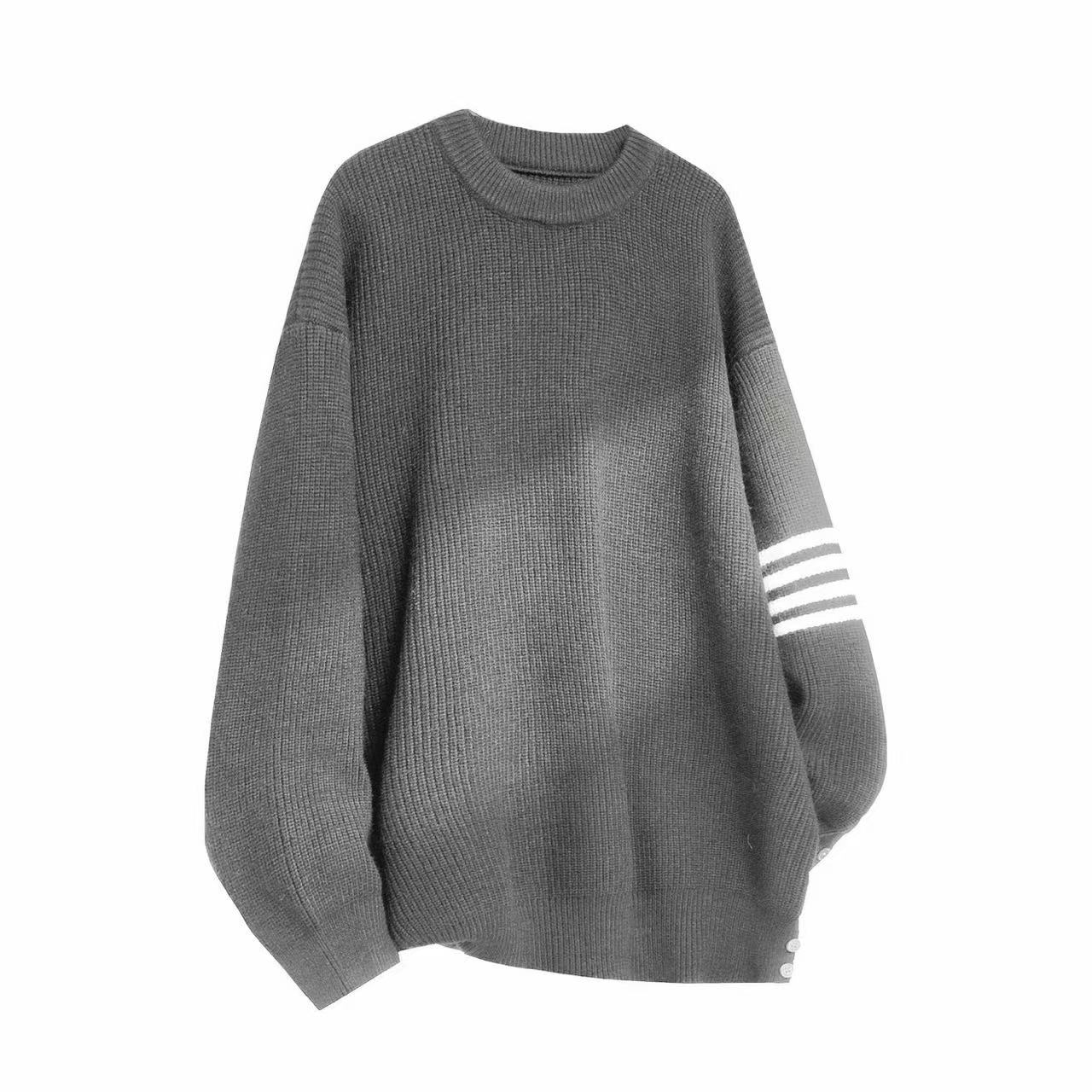 ROBINHOOD/罗宾汉慵懒新款鹿毛绒条纹四杠毛衣时尚原宿百搭流行