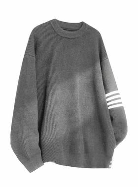 ROBINHOOD/罗宾汉慵懒新款鹿毛绒条纹四杠毛衣时尚原宿百搭流行