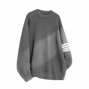 ROBINHOOD/罗宾汉慵懒新款鹿毛绒条纹四杠毛衣时尚原宿百搭流行