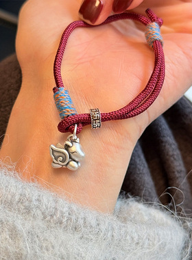 「足银小飞马红绳」999足银手链女款新中式爆款轻奢小众手串送礼