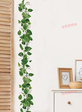 窗边门框布置墙贴纸清新绿色植物藤蔓踢脚线自粘防水墙角遮瑕装饰