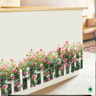 栅栏蔷薇花踢脚线墙贴纸卧室墙角装饰遮丑客厅玄关家居布置自粘画