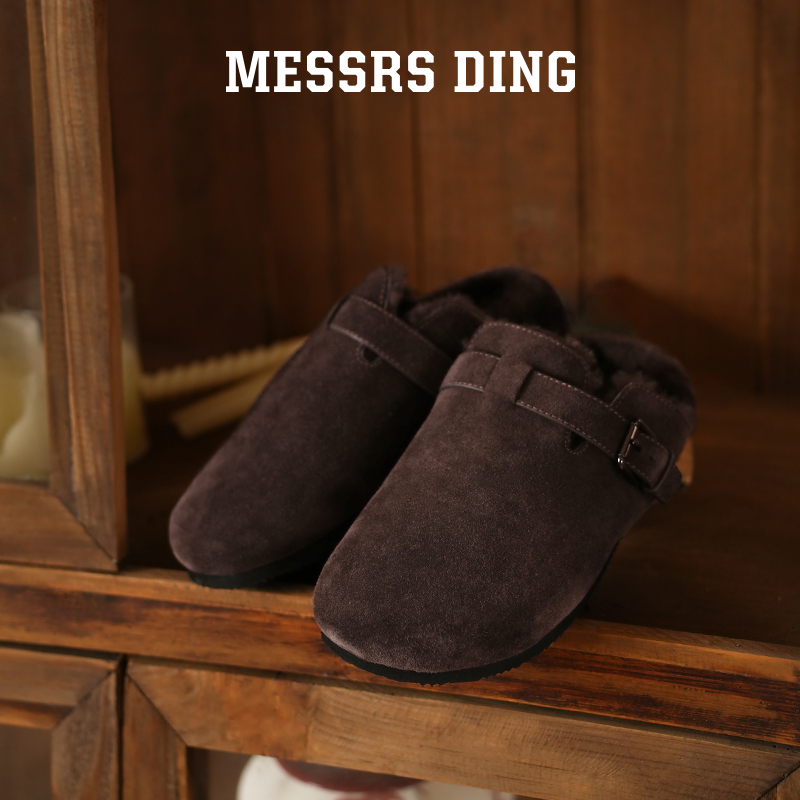MESSRSDING毛绒勃肯鞋包头拖鞋女