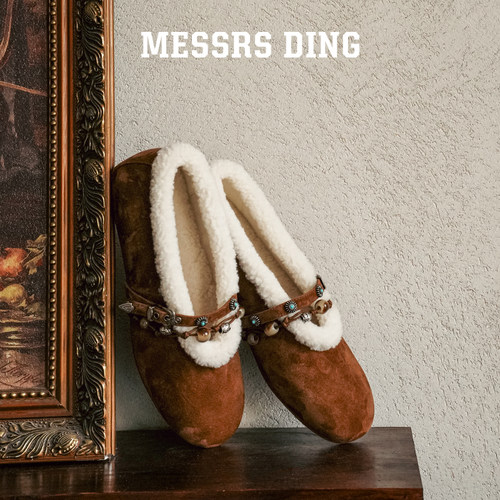 MESSRSDING法式羊卷毛平底单鞋女