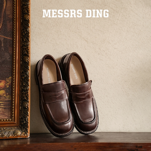 MESSRSDING咖色乐福鞋厚底鞋