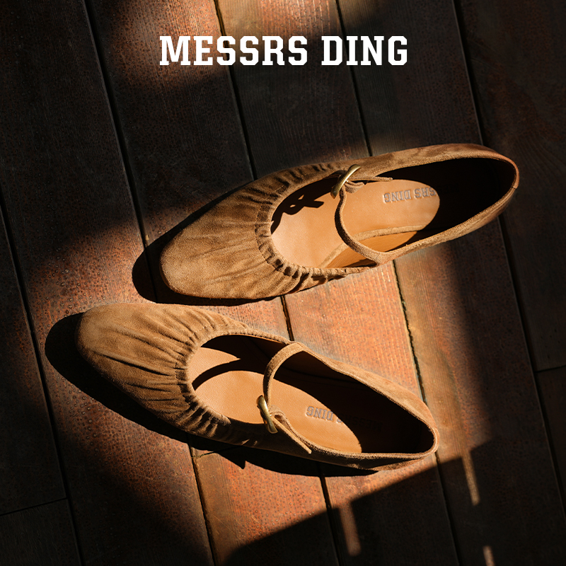 MESSRSDING奶棕色羊反绒玛丽珍
