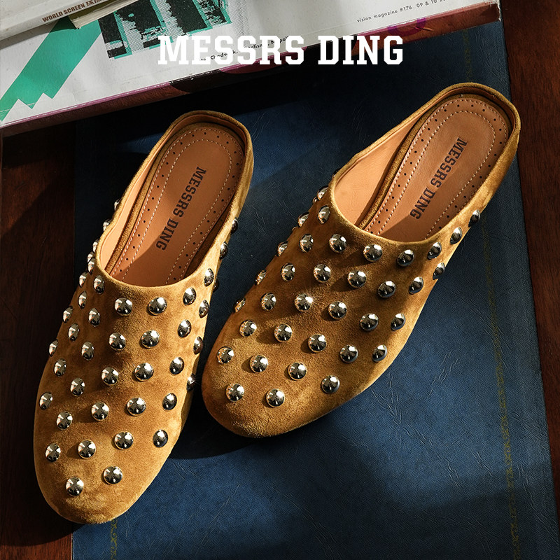 MESSRSDING全羊皮铆钉包头半拖图片