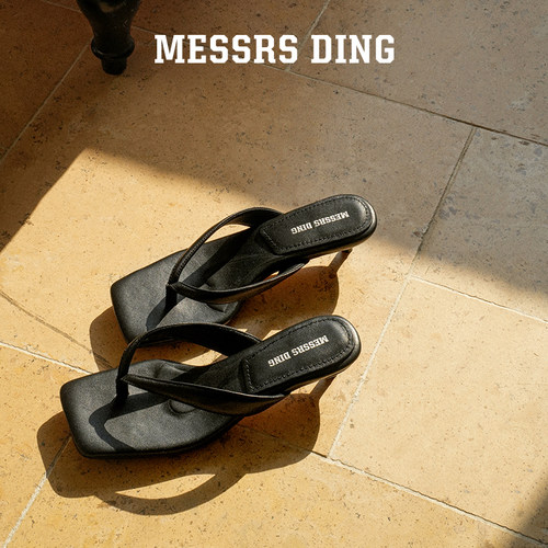 MESSRSDING黑色人字拖高跟凉拖女