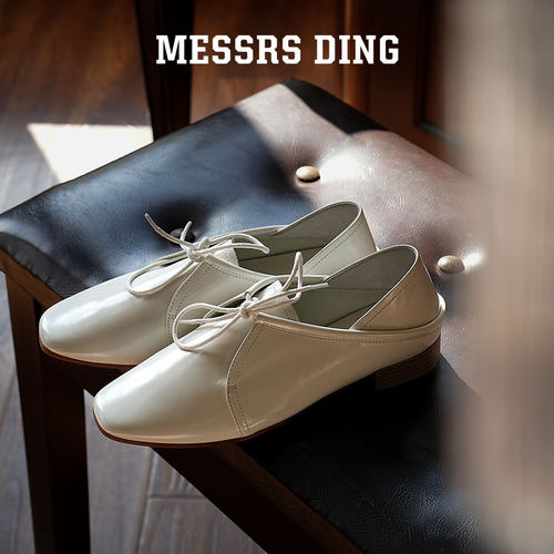 MESSRSDING平底纯色系带乐福鞋女