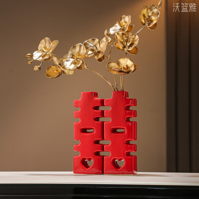 喜字花瓶新款立体摆件订婚结婚图片