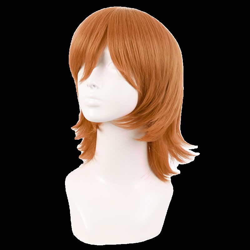 潼漫 cos假发女短发万用金桔金橙色40CM加长反翘狼尾高温丝全头套