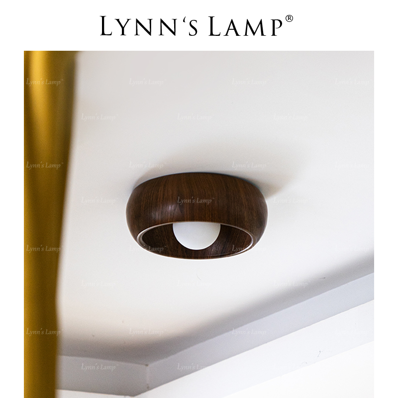 Lynns立意 过道吸顶灯入户玄关 胡桃木色阳台走廊日式复古木纹