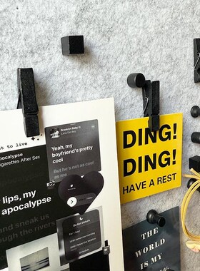 30个黑色木质图钉小夹子创意便签照片装饰软木板毛毡板按钉工字钉