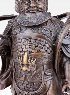 铜艺坊 纯铜门神摆件大号尉迟恭秦琼铜像左右护法家居客厅装饰
