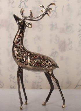 新疆工艺品巴基斯坦铜器梅花鹿摆件居家饭店装修欧式结婚礼物包邮