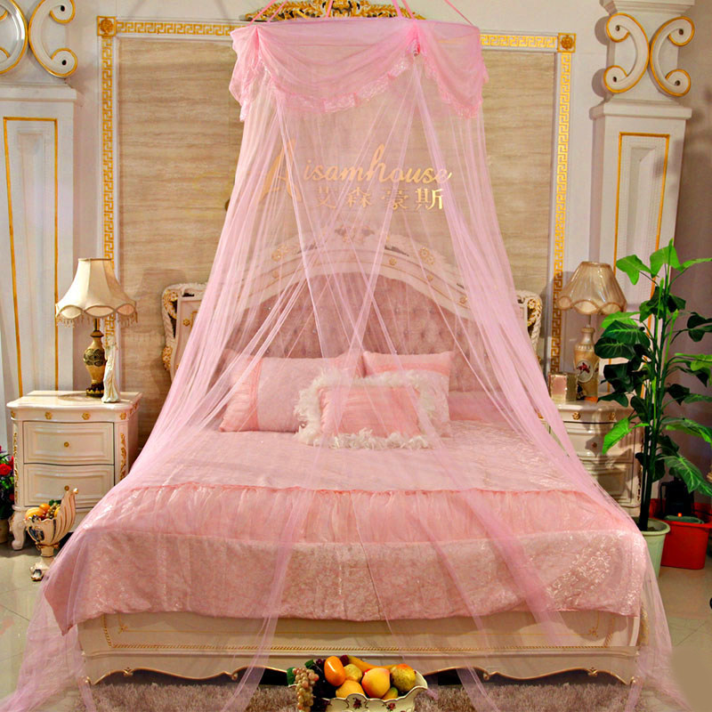 吊顶蚊帐圆顶蚊帐公主蕾丝床幔吸顶落地蒙古包子母床上下圆床蚊帐