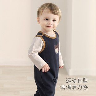 婴儿背带裤春秋款男宝连身裤女宝卫衣连体衣服超萌可爱宝宝连体裤