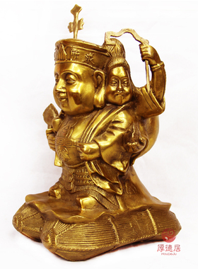 铜三面大黑天财神像摆件 三面财神摆件  八运吉祥铜摆件