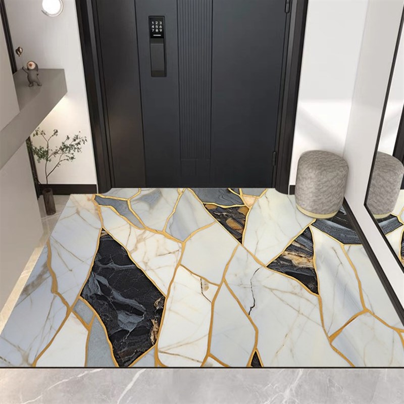 轻奢大理石入户PVC门垫超防滑高级简约可擦洗进门玄关地垫 可裁剪
