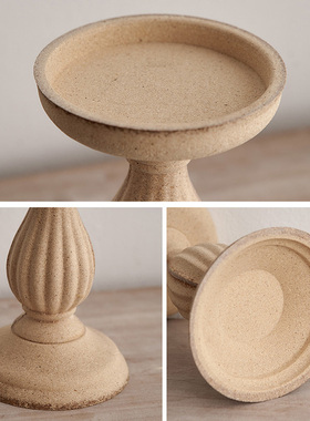 北欧风复古罗马柱木质蜡烛台座家用高级感装饰品摆件摄影拍摄道具