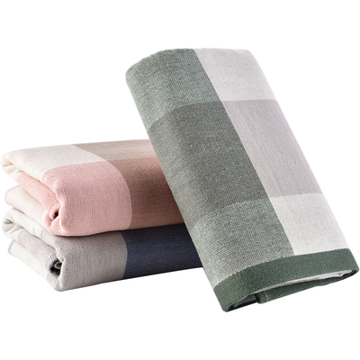 日式毛巾格子洗澡大毛巾家用擦脸纯棉纱布面巾洗脸巾大人男士专用