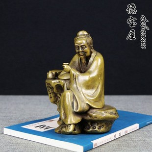 茶仙圣人铜像陆羽品茶纯铜茶圣茶仙摆件茶神摆设品家居茶具茶仙摆