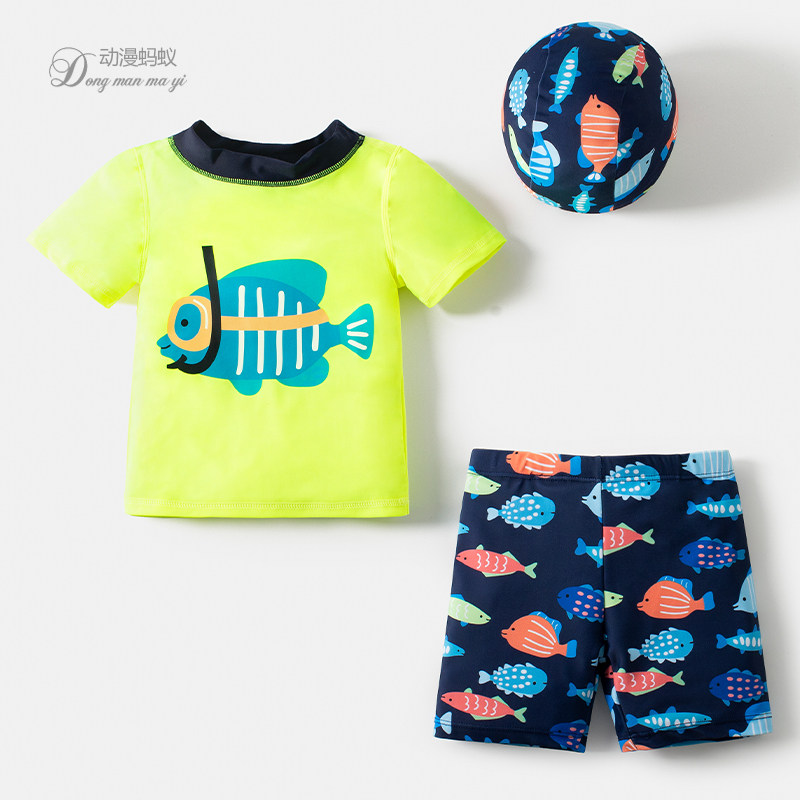 儿童泳衣男童沙滩泳裤套装中小童分体防晒男孩专业游泳衣宝宝泳装