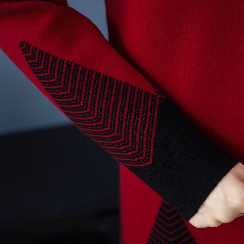 中老年女装打底毛衣女春秋款中长款妈妈加肥加大码针织连衣裙秋冬