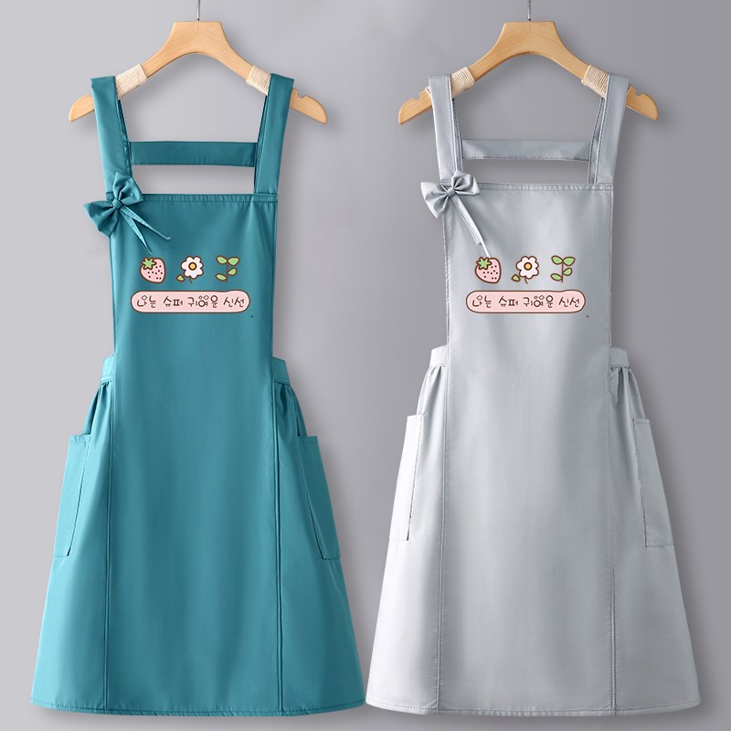 围裙防油防水透气厨房家用2024新款女公主风工作餐饮定制logo印字