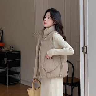 升级款定格锁棉均匀不成坨2023羽绒棉服马甲女秋冬收腰显瘦遮肚子