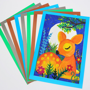 8K边框卡纸带边框长方形彩色卡纸八开儿童幼儿园美术绘画纸黑白画