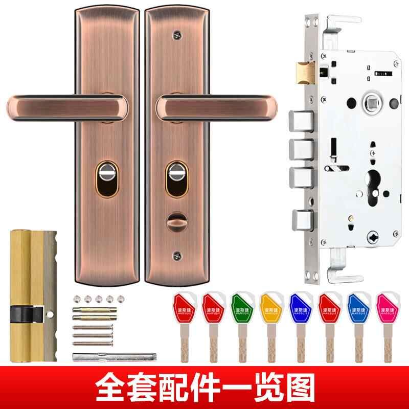 防盗门锁整套通用型农村家用进户双开大门不锈钢铁门超C级机械锁图片