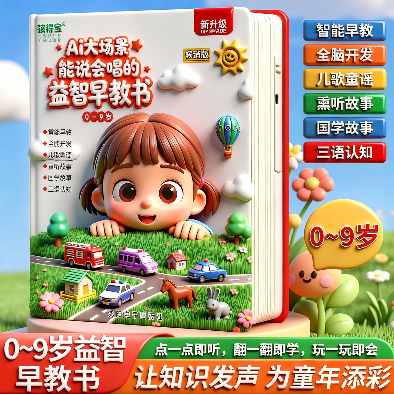 会说话的AI大场景早教书0-9岁儿童启蒙点读发声书儿歌故事玩具书