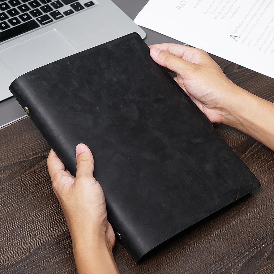 B5活页本牛皮笔记本 复古手工头层牛皮9孔加厚素描本日记事本现货