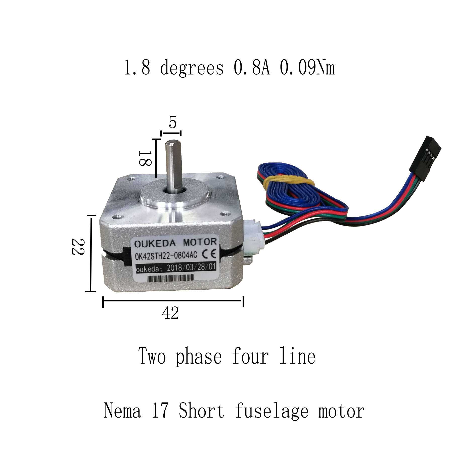 OK42STH22-0804AC 0.09Nm Nema17 Stepper motor 22mm thickness