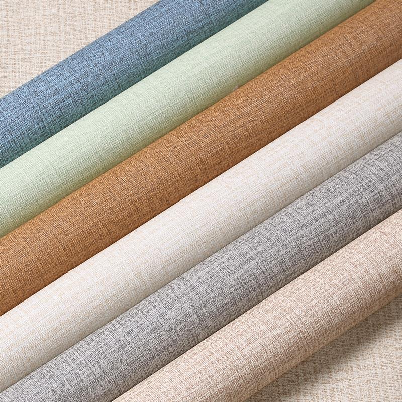 半芹墙纸自粘防水防潮纯色麻布纹客厅卧室壁纸翻新墙贴纸亚麻柜子