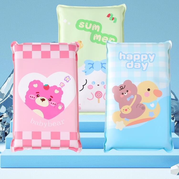 可爱卡通夏季冰枕后注水冰垫学生宿舍午睡降温散热潮流冰凉水枕头