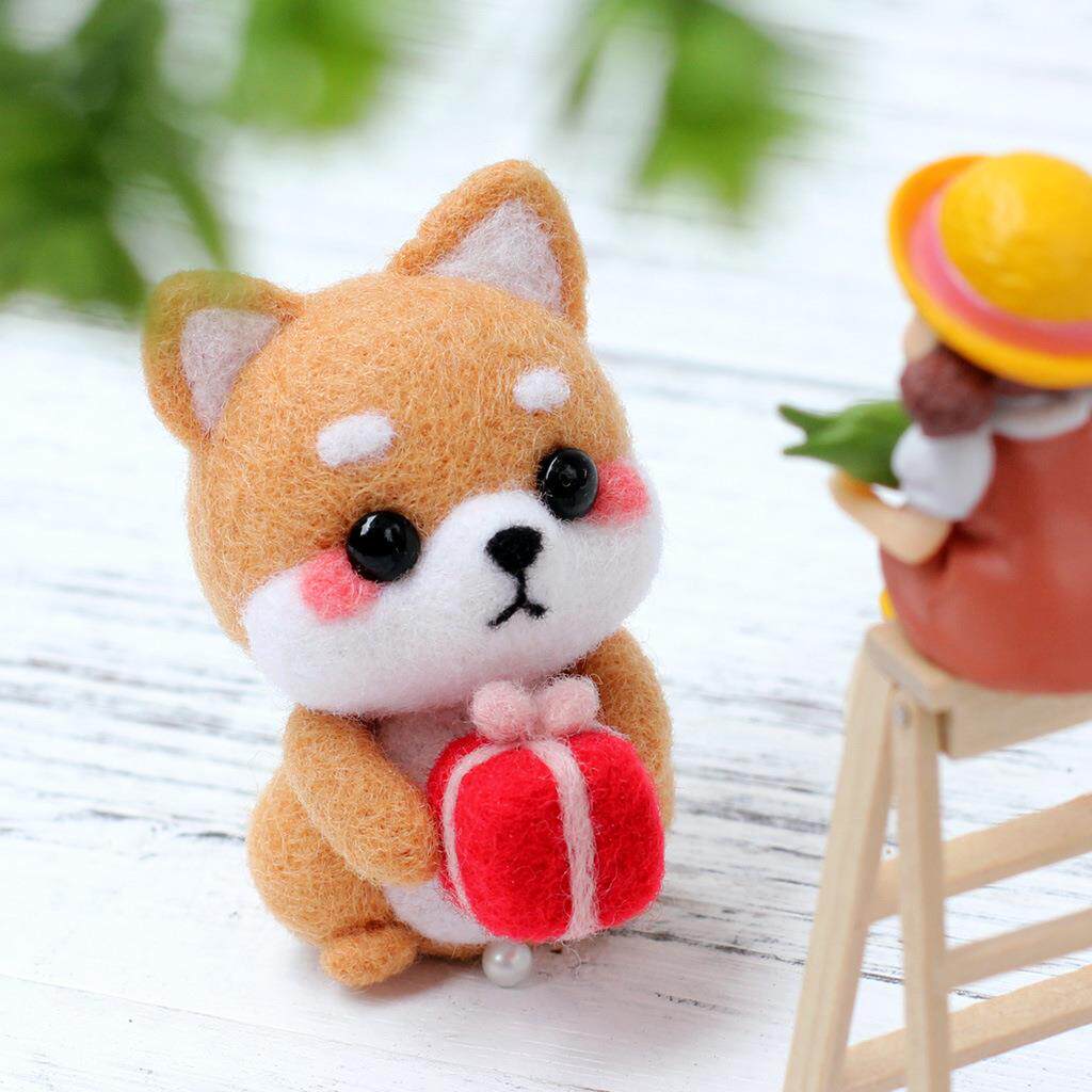 坐姿柴犬 礼物手作卡通周边摆件手工DIY戳戳乐羊毛毡材料包